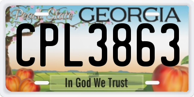 GA license plate CPL3863