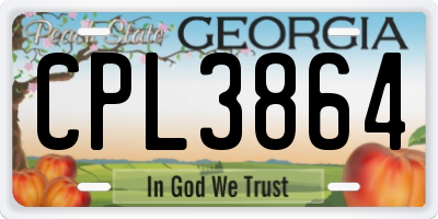 GA license plate CPL3864