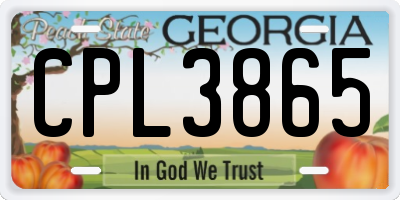 GA license plate CPL3865