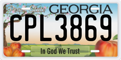 GA license plate CPL3869