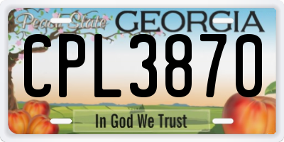 GA license plate CPL3870