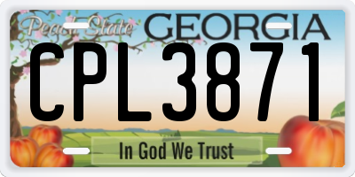 GA license plate CPL3871
