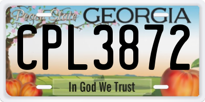 GA license plate CPL3872