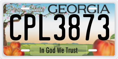GA license plate CPL3873