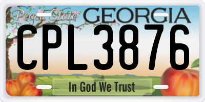 GA license plate CPL3876