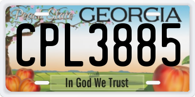 GA license plate CPL3885