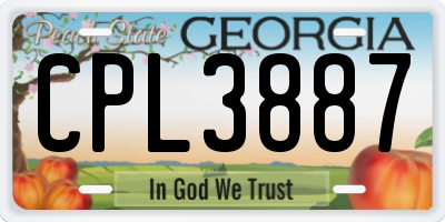 GA license plate CPL3887