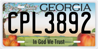 GA license plate CPL3892