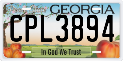 GA license plate CPL3894