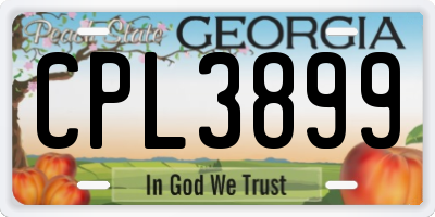 GA license plate CPL3899