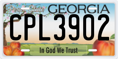 GA license plate CPL3902