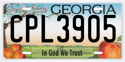 GA license plate CPL3905