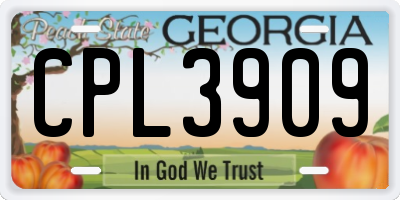 GA license plate CPL3909