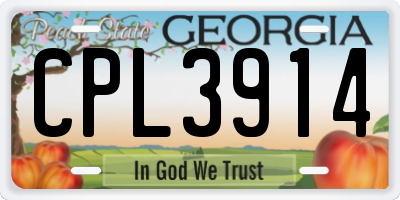 GA license plate CPL3914