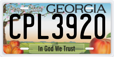 GA license plate CPL3920