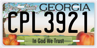GA license plate CPL3921