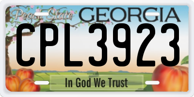 GA license plate CPL3923