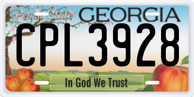 GA license plate CPL3928