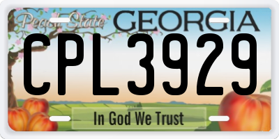 GA license plate CPL3929