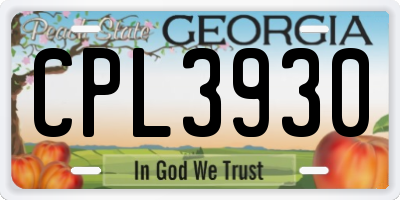 GA license plate CPL3930