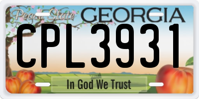 GA license plate CPL3931