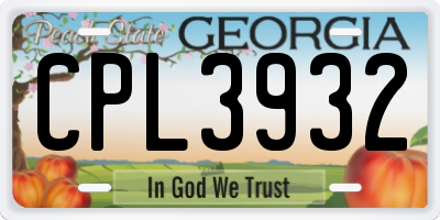 GA license plate CPL3932