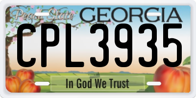 GA license plate CPL3935