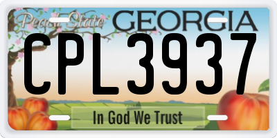 GA license plate CPL3937
