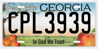 GA license plate CPL3939