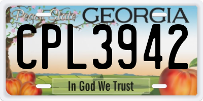 GA license plate CPL3942