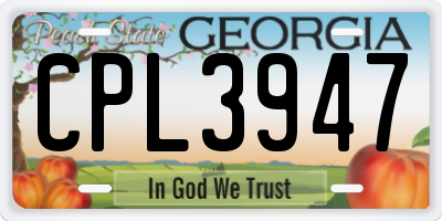 GA license plate CPL3947