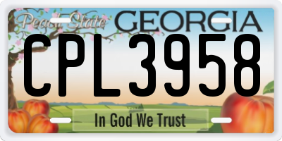 GA license plate CPL3958