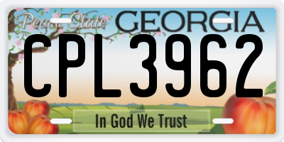 GA license plate CPL3962