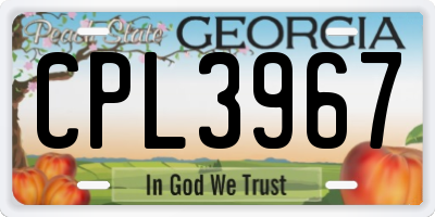 GA license plate CPL3967
