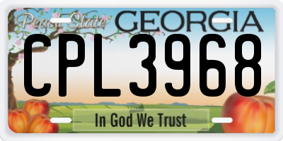 GA license plate CPL3968