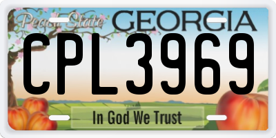 GA license plate CPL3969