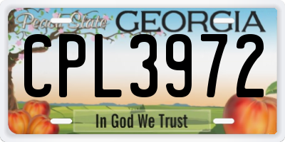 GA license plate CPL3972