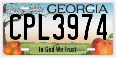 GA license plate CPL3974