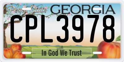 GA license plate CPL3978