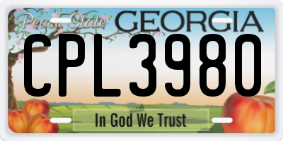 GA license plate CPL3980