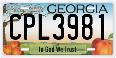 GA license plate CPL3981