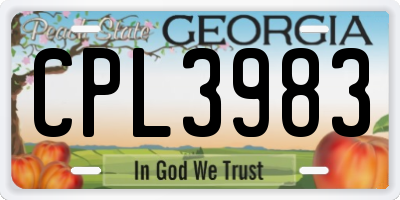 GA license plate CPL3983