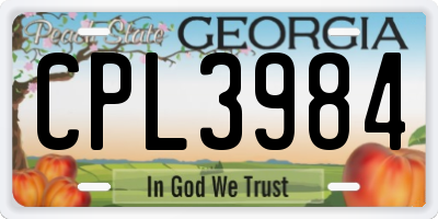 GA license plate CPL3984