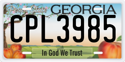 GA license plate CPL3985