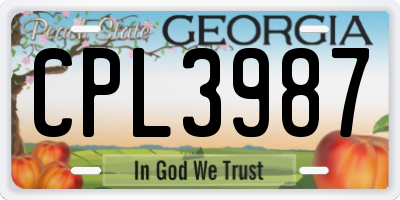 GA license plate CPL3987