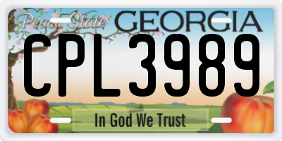 GA license plate CPL3989