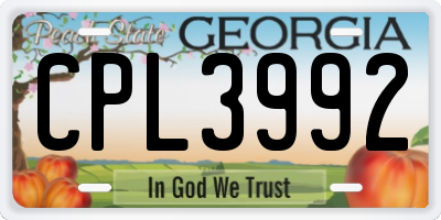GA license plate CPL3992