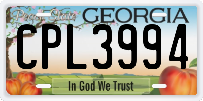 GA license plate CPL3994