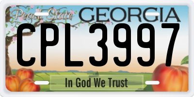 GA license plate CPL3997