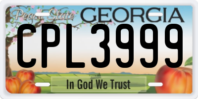 GA license plate CPL3999